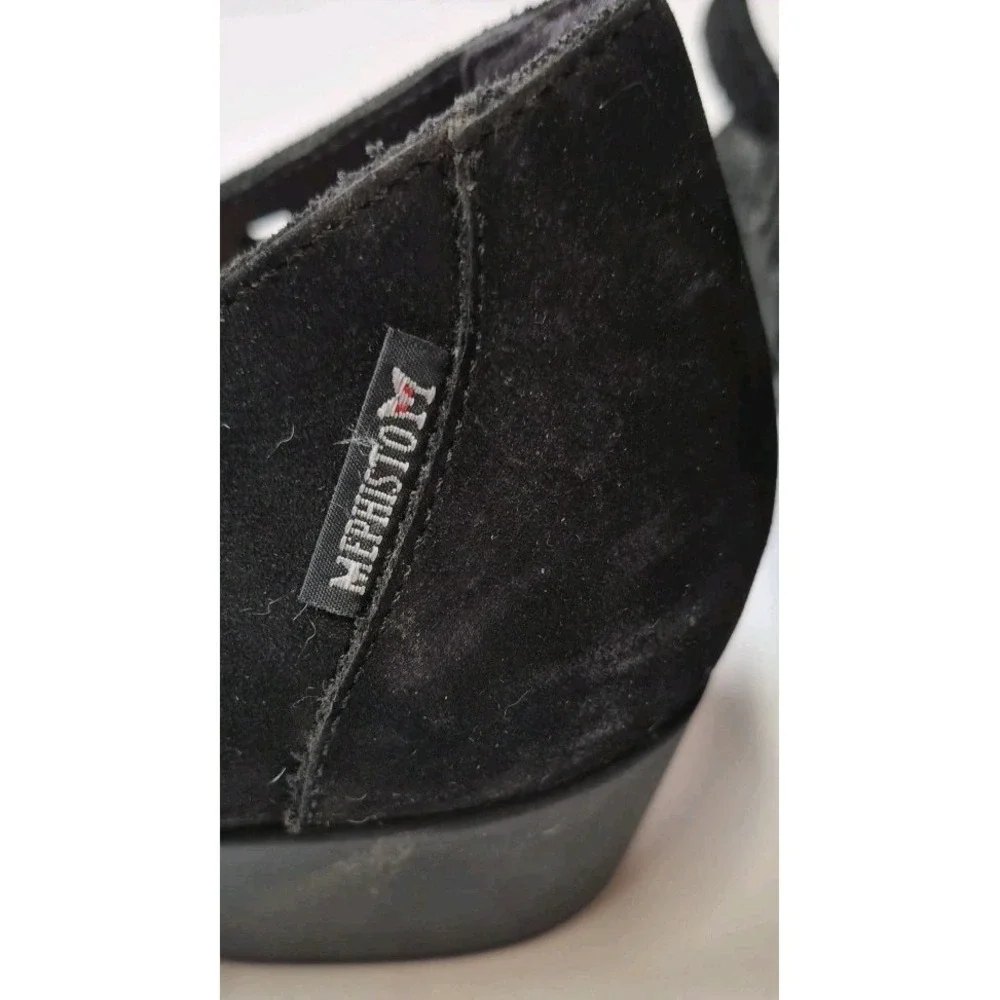 Mephisto Black Suede Mary Jane‎ Shoes Laser Cut US 11 EUR 8.5 Comfort Walking